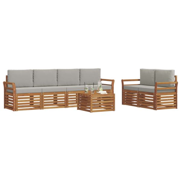 Комплект дивани за открито 7 pcs Естествено и светло сиво