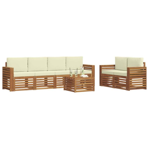 Комплект дивани за открито 7 pcs Натурален и Крема