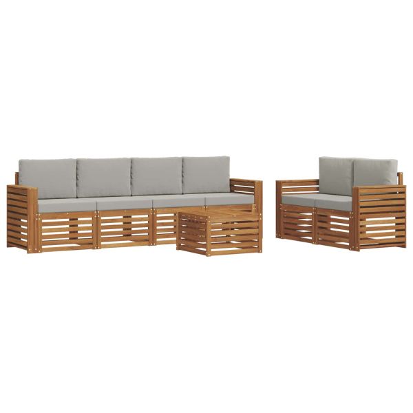 Комплект дивани за открито 7 pcs Естествено и светло сиво