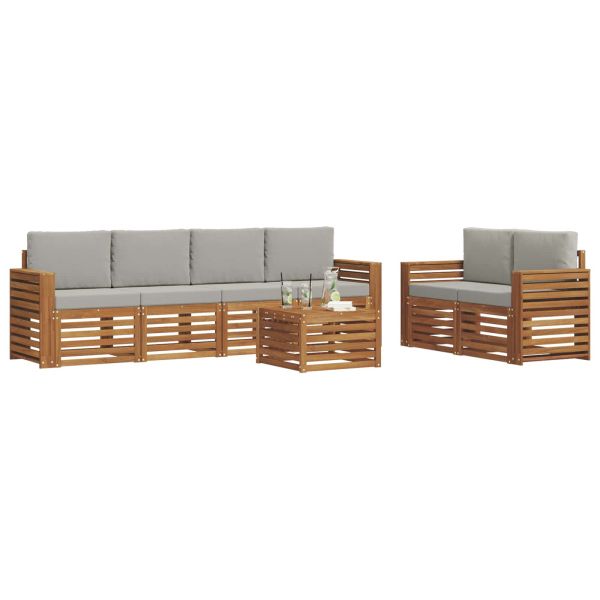 Комплект дивани за открито 7 pcs Естествено и светло сиво