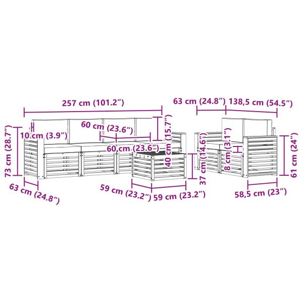 Комплект дивани за открито 7 pcs Естествено и светло сиво
