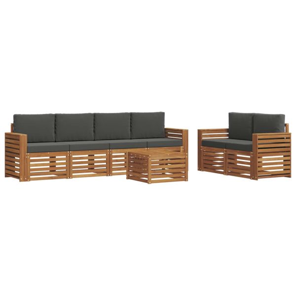Комплект дивани за открито 7 pcs Натурален и Антрацит