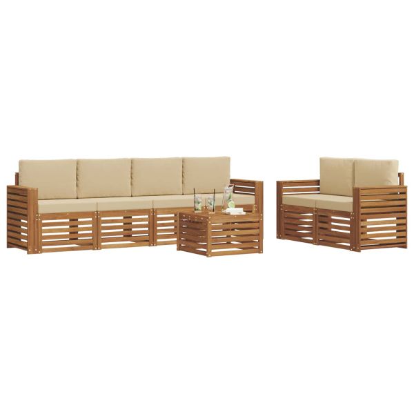 Комплект дивани за открито 7 pcs Натурален и Бежов