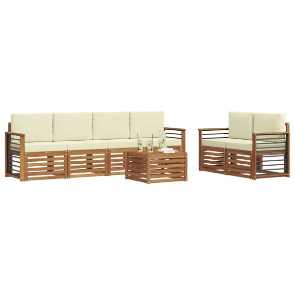 Комплект дивани за открито 7 pcs Натурален и Крема