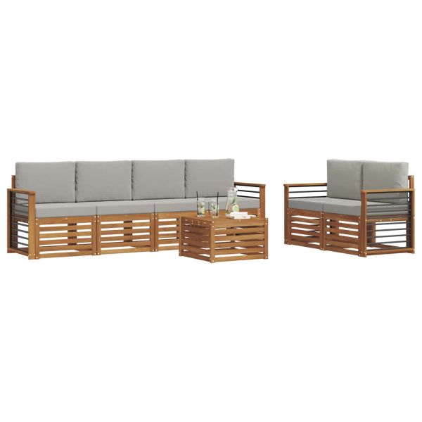 Комплект дивани за открито 7 pcs Естествено и светло сиво