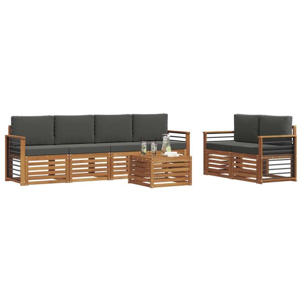 Комплект дивани за открито 7 pcs Натурален и Антрацит
