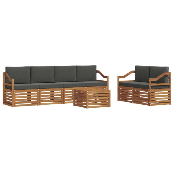 Комплект дивани за открито 7 pcs Натурален и Антрацит