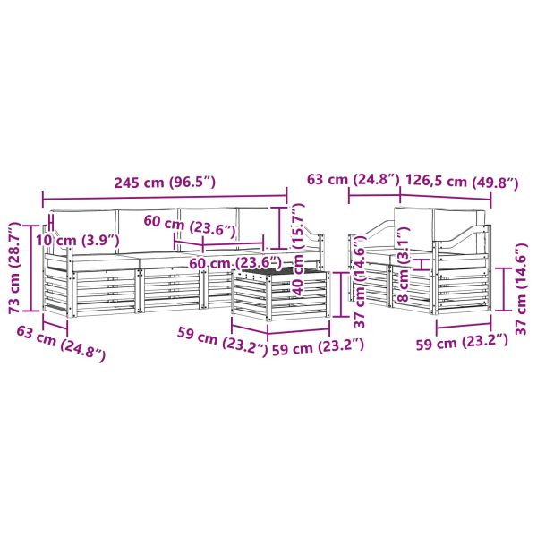 Комплект дивани за открито 7 pcs Натурален и Антрацит