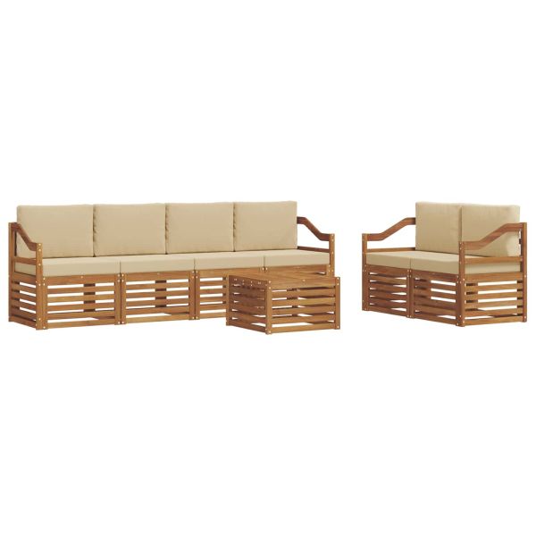 Комплект дивани за открито 7 pcs Натурален и Бежов