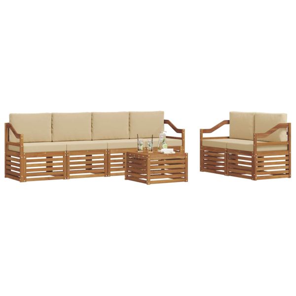 Комплект дивани за открито 7 pcs Натурален и Бежов