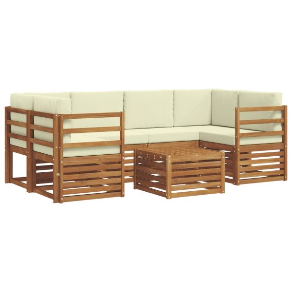 Комплект дивани за открито 7 pcs Натурален и Крема