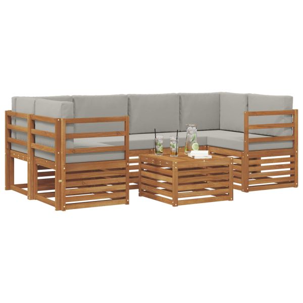 Комплект дивани за открито 7 pcs Естествено и светло сиво