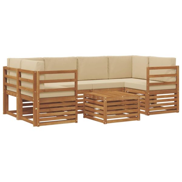 Комплект дивани за открито 7 pcs Натурален и Бежов