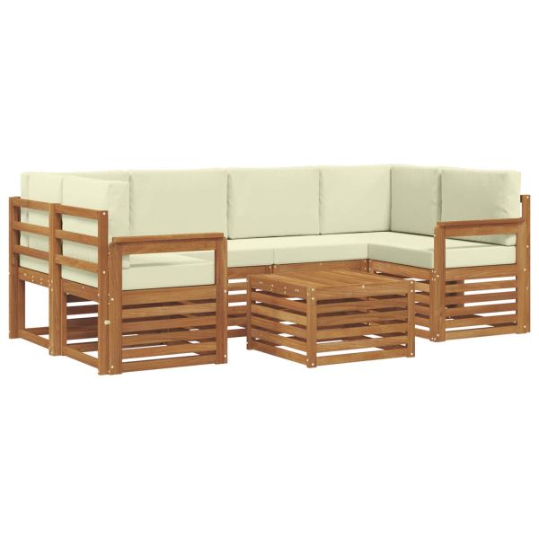 Комплект дивани за открито 7 pcs Натурален и Крема