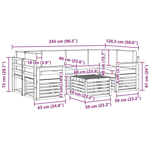 Комплект дивани за открито 7 pcs Натурален и Крема