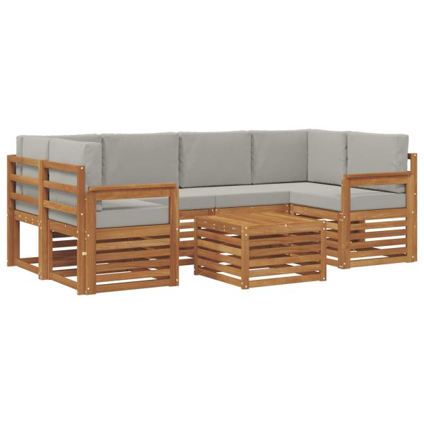 Комплект дивани за открито 7 pcs Естествено и светло сиво