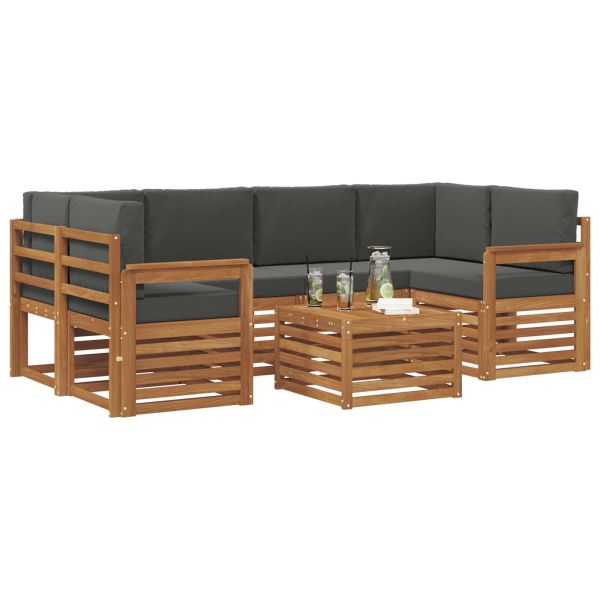 Комплект дивани за открито 7 pcs Натурален и Антрацит