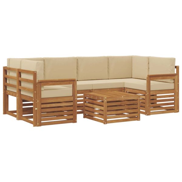Комплект дивани за открито 7 pcs Натурален и Бежов