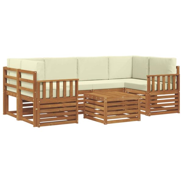Комплект дивани за открито 7 pcs Натурален и Крема