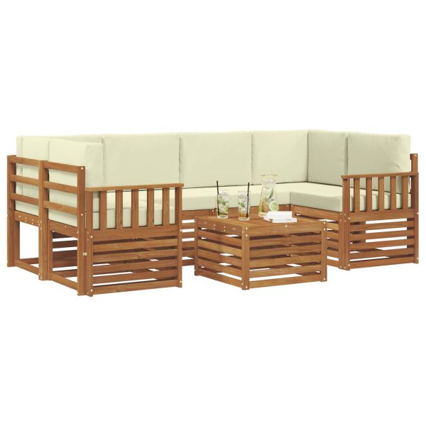 Комплект дивани за открито 7 pcs Натурален и Крема