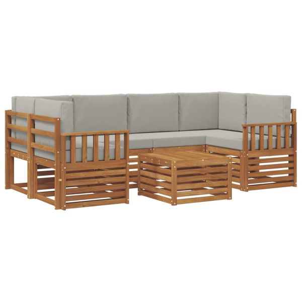 Комплект дивани за открито 7 pcs Естествено и светло сиво