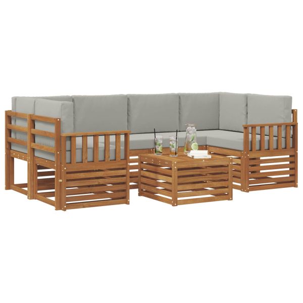 Комплект дивани за открито 7 pcs Естествено и светло сиво