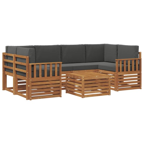 Комплект дивани за открито 7 pcs Натурален и Антрацит
