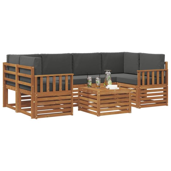 Комплект дивани за открито 7 pcs Натурален и Антрацит