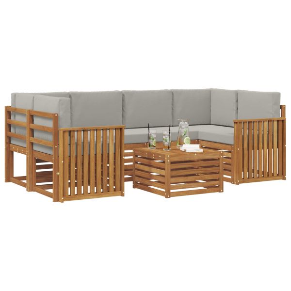 Комплект дивани за открито 7 pcs Естествено и светло сиво