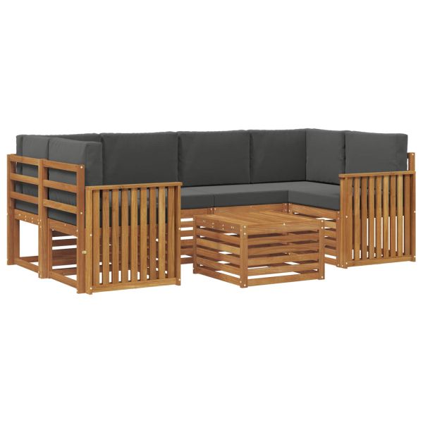 Комплект дивани за открито 7 pcs Натурален и Антрацит