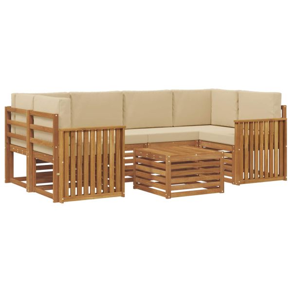 Комплект дивани за открито 7 pcs Натурален и Бежов