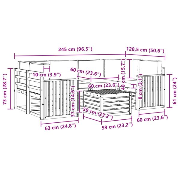 Комплект дивани за открито 7 pcs Натурален и Бежов