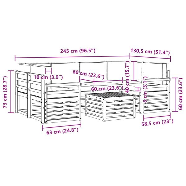 Комплект дивани за открито 7 pcs Натурален и Крема