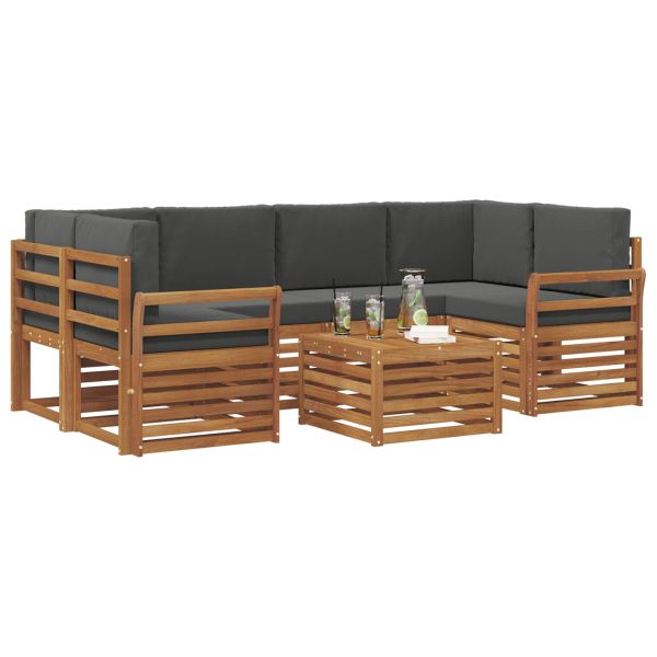 Комплект дивани за открито 7 pcs Натурален и Антрацит