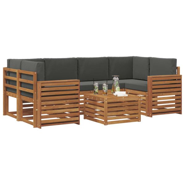 Комплект дивани за открито 7 pcs Натурален и Антрацит