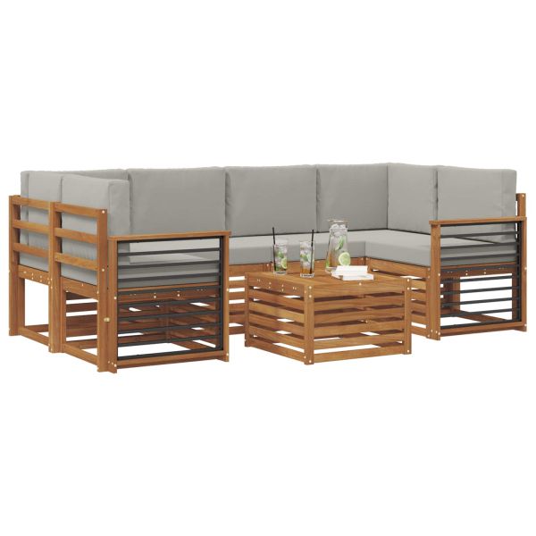 Комплект дивани за открито 7 pcs Естествено и светло сиво