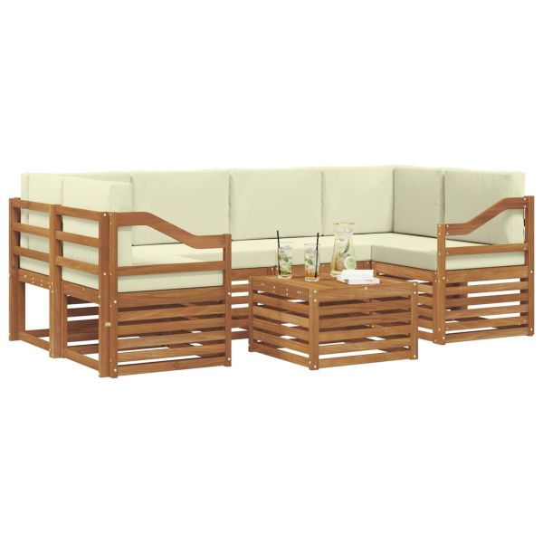 Комплект дивани за открито 7 pcs Натурален и Крема