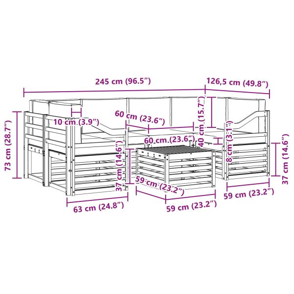 Комплект дивани за открито 7 pcs Натурален и Крема