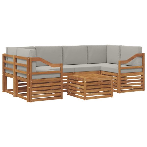 Комплект дивани за открито 7 pcs Естествено и светло сиво