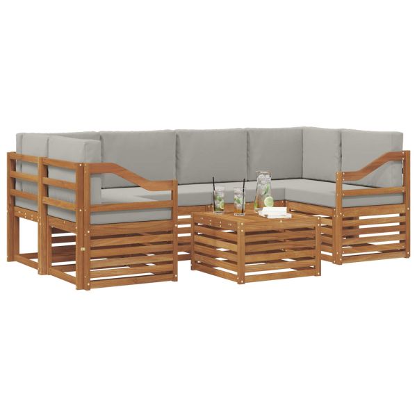Комплект дивани за открито 7 pcs Естествено и светло сиво