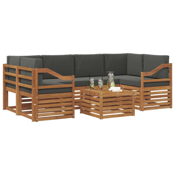 Комплект дивани за открито 7 pcs Натурален и Антрацит