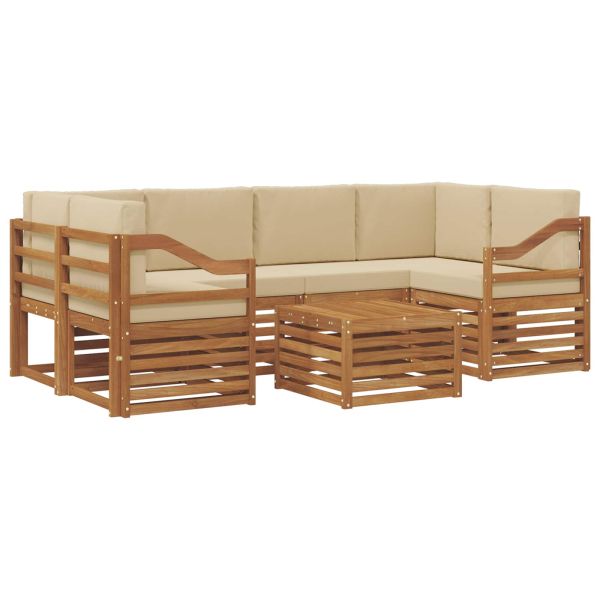 Комплект дивани за открито 7 pcs Натурален и Бежов