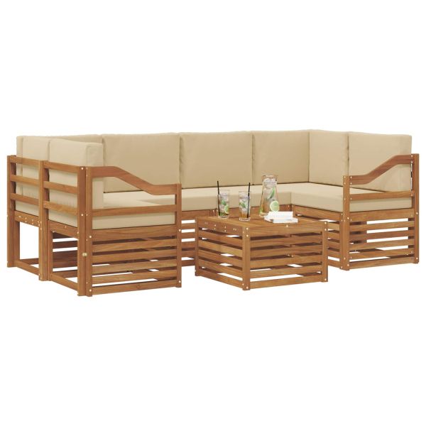 Комплект дивани за открито 7 pcs Натурален и Бежов