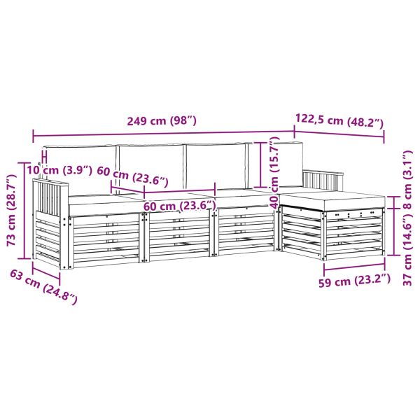 Комплект дивани за открито 5 pcs Натурален и Крема