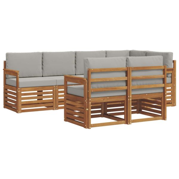 Комплект секционен диван 7 pcs Естествено и светло сиво