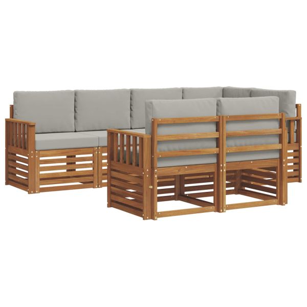 Комплект секционен диван 7 pcs Естествено и светло сиво