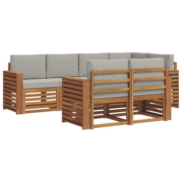 Комплект секционен диван 7 pcs Естествено и светло сиво