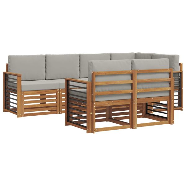 Комплект секционен диван 7 pcs Естествено и светло сиво