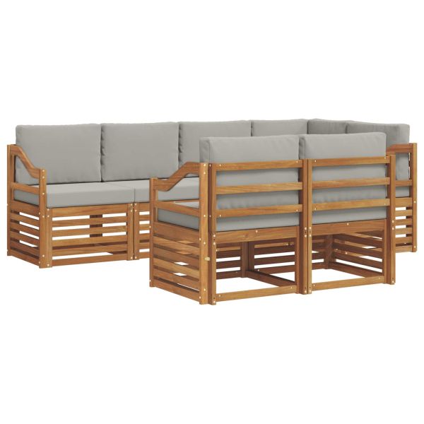 Комплект секционен диван 7 pcs Естествено и светло сиво