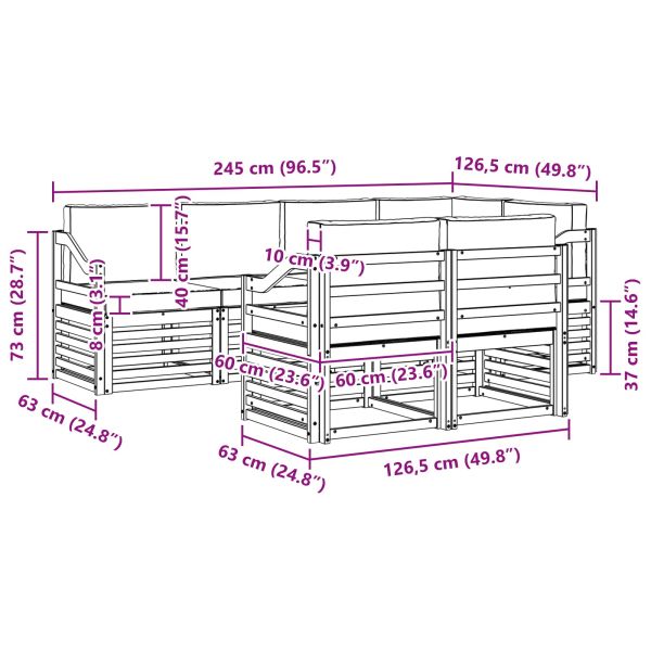Комплект секционен диван 7 pcs Естествено и светло сиво